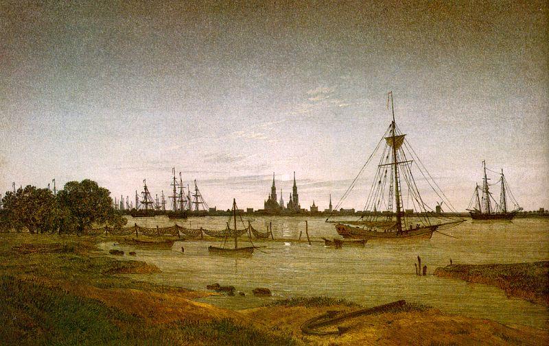 Port by Moonlight, Caspar David Friedrich